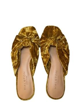Halston Heritage crushed Velvet knot slide sandals